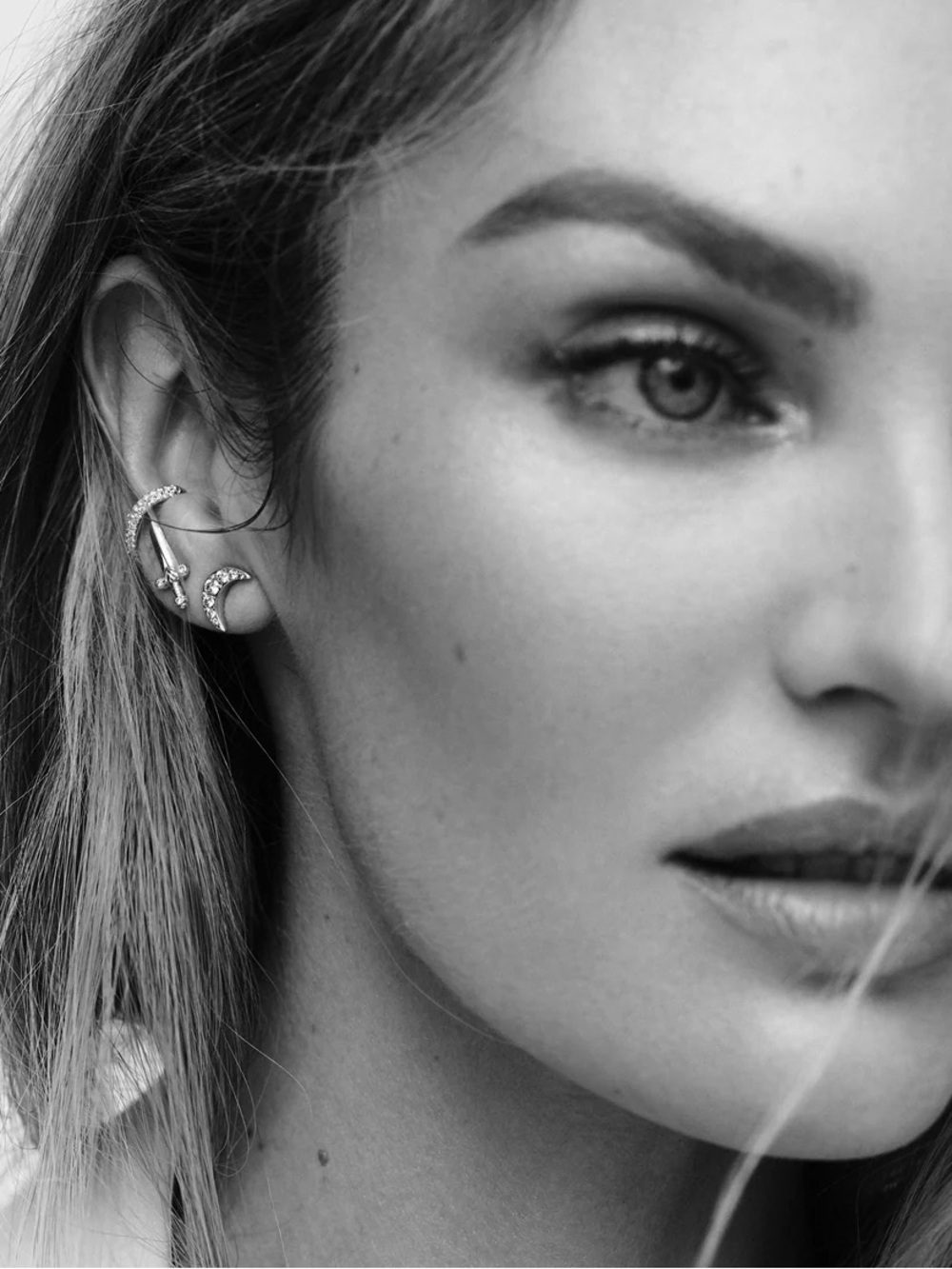 Logan Hollowell dagger stud single earring diamonds 14k gold